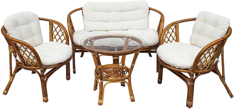 Amazon De Mojawo Top Qualitat Hochwertige Gartensitzgruppe Aus Echtem Rattan Bahama 10 Tlg Natur Gartengarnitur Gartentisch Gartensessel