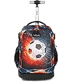 Tilami Rolling Backpack 19 inch Wheeled Cute LAPTOP Boys Girls Travel School Student Trip (Football)
