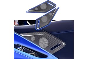 TOYCIDFG Car Side Door A-Pillar Speaker Cover for C8 Corvette Stingray 2020-2024 Z06 Z51 Interior Genuine Carbon Fiber Sound Ring Trim (Big speaker cover - high configuration)
