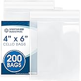 Spartan Industrial - 4" X 6" (200 Count) Crystal Clear Resealable Cello Poly Bags for Jewelry, Cards, Photos & Treats - Self Seal & Reinforced