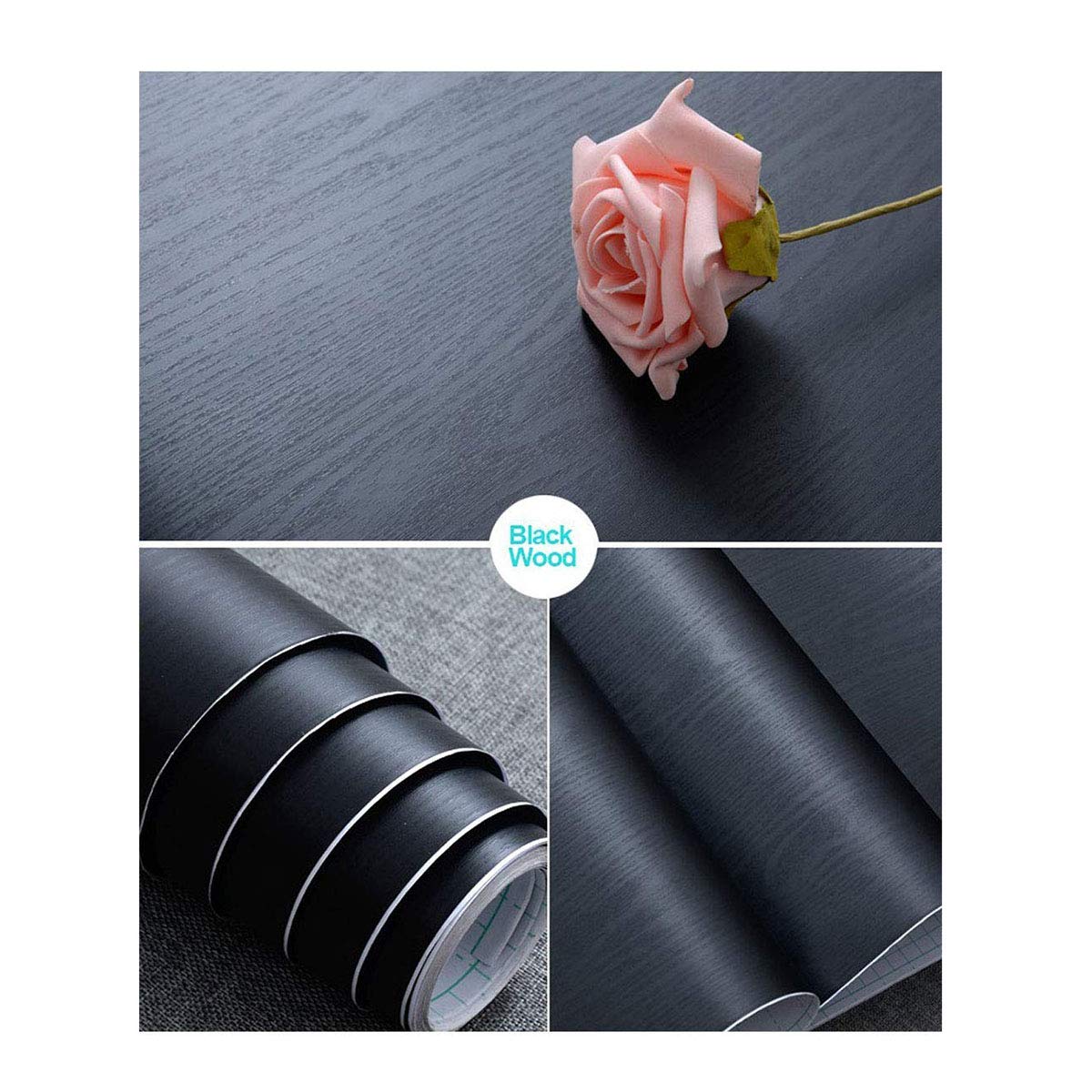 17.71" X 78.7" Black Wood Paper Decorative SelfAdhesive Film for Furniture eBay