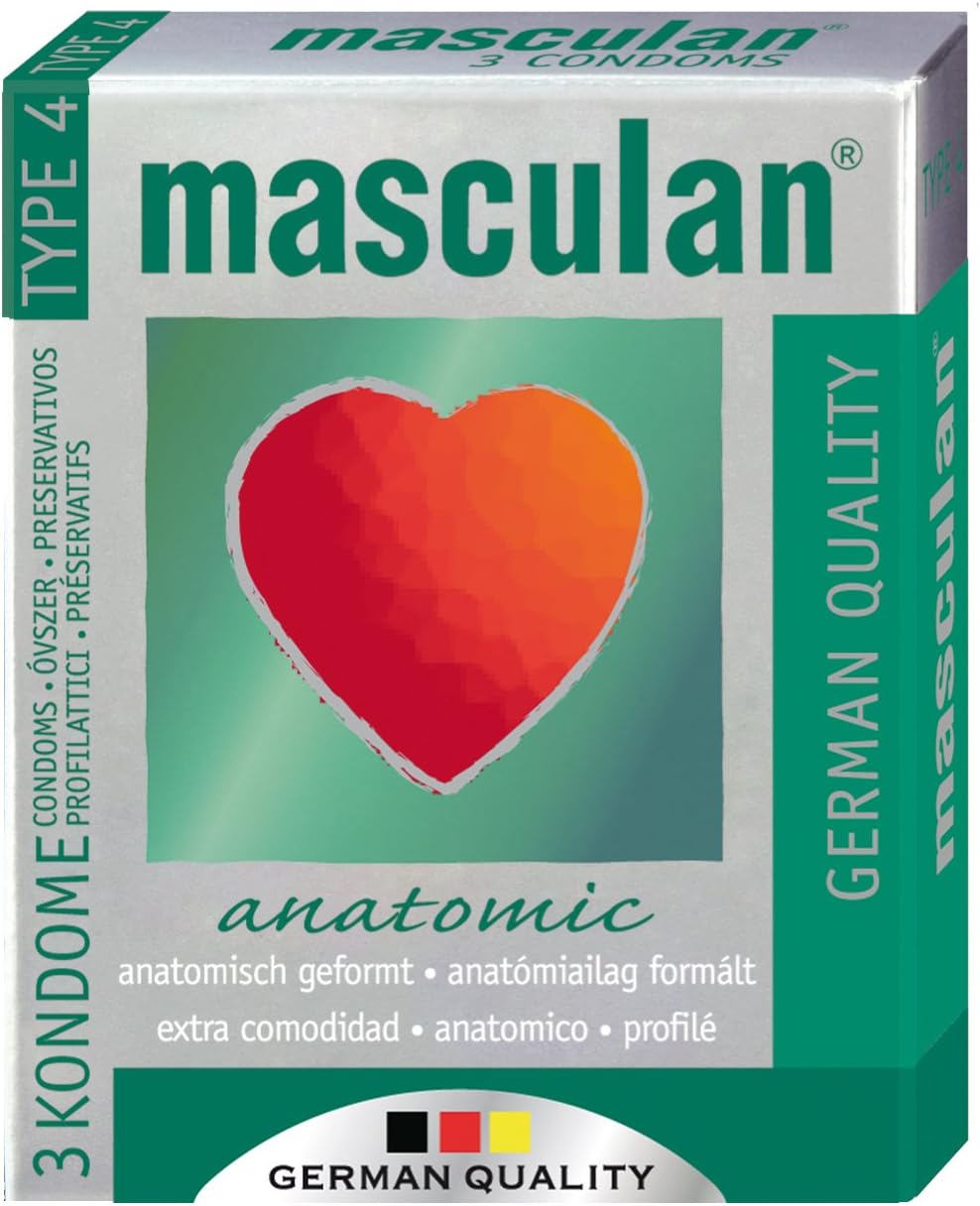 Masculan Type 4 Anatomically Shaped Condoms, 3-Piece, Rose