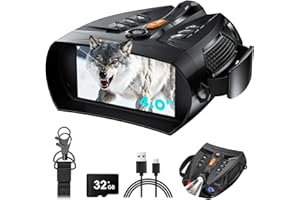 SKYBASIC Night Vision Goggles - 4K Night Vision Binoculars for Adults, 4'' HD Screen Binoculars Camera for Camping/Security, Support Computer, 10x Zoom, 5000mAh Battery, 32GB TF Card, Gifts for Men, Black