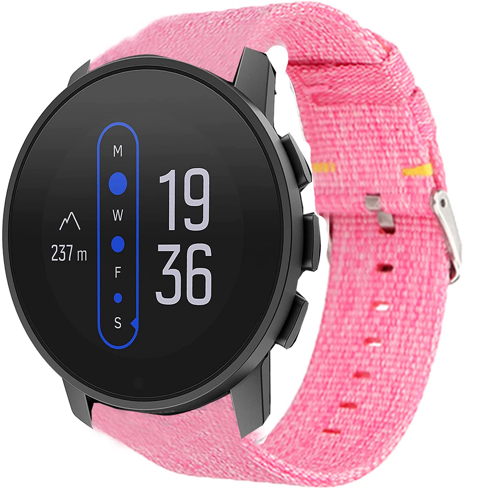 Giaogor Compatible with SUUNTO 9 Peak Bands, Breathable Nylon Woven Fabric Replacement Accessory Strap Compatible with SUUNTO 9 Peak Smartwatch (Pink)