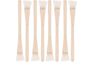 ZEONHEI 8 PCS 1 Inch Flat Hake Brush Set, Soft Goat Hair With Solid Wooden Handle for Watercolor Pottery Painting Arts