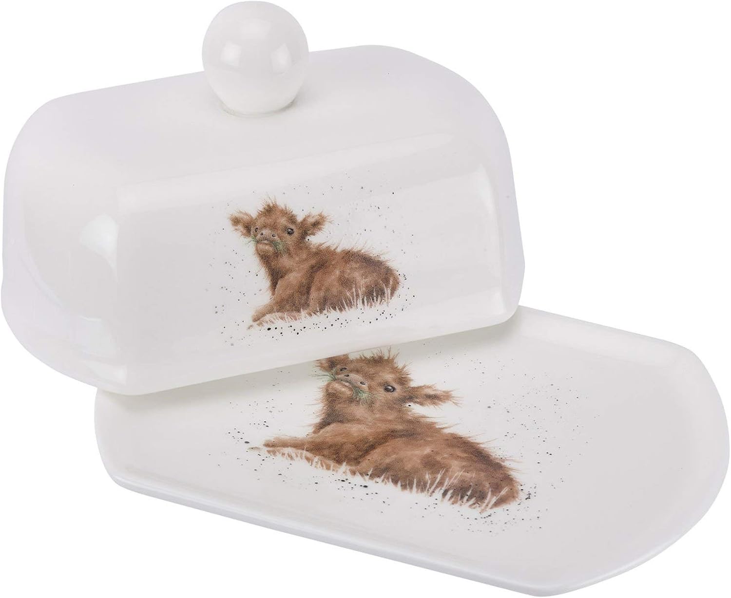Wrendale by Royal Worcester Covered Butter Dish Calf, MultiColour