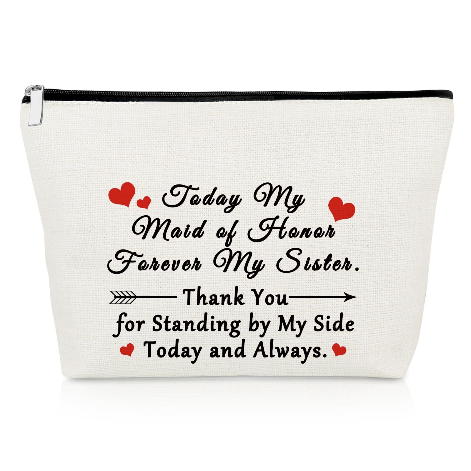Sister of The Bride Gifts Makeup Bag Sister Maid of Honour Gifts Bridesmaid Thank You Gifts Wedding Day Bachelor Party Gifts for Bridesmaid Friend Sister Travel Cosmetic Bag Matron of Honor Gifts