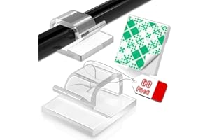 60PCS Adhesive Cable Clips, Heavy-Duty Cord Clips for Cable Management, Outdoor Christmas Light Clips Hooks, Traceless Clear 
