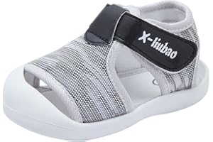 KUNER Baby Summer Sandals Breathable Mesh Rubber Sole Non-Slip Outdoor Shoes for Boys and Girls 9-30 Months