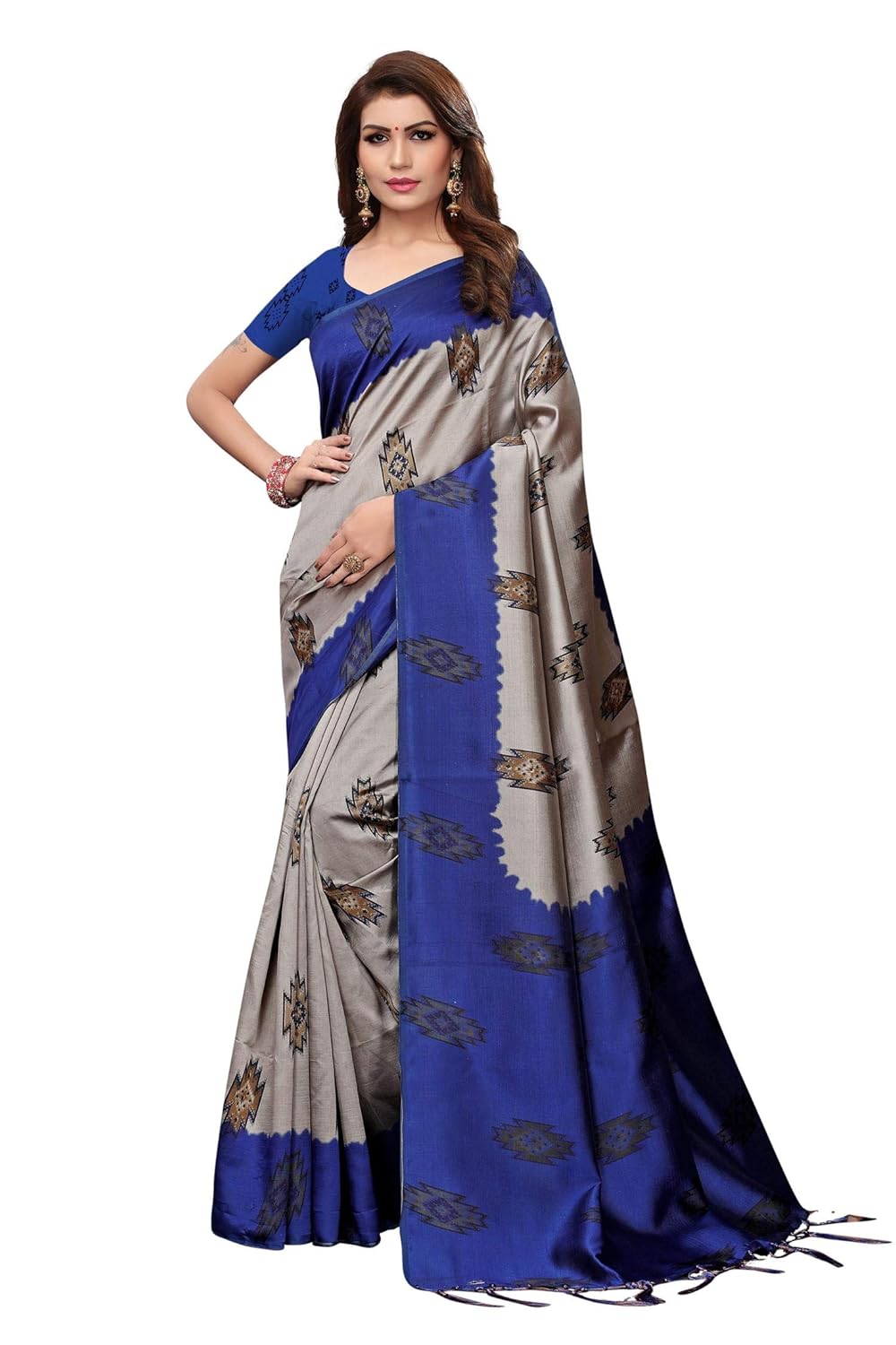 anni designer art silk with blouse piece saree (free size)