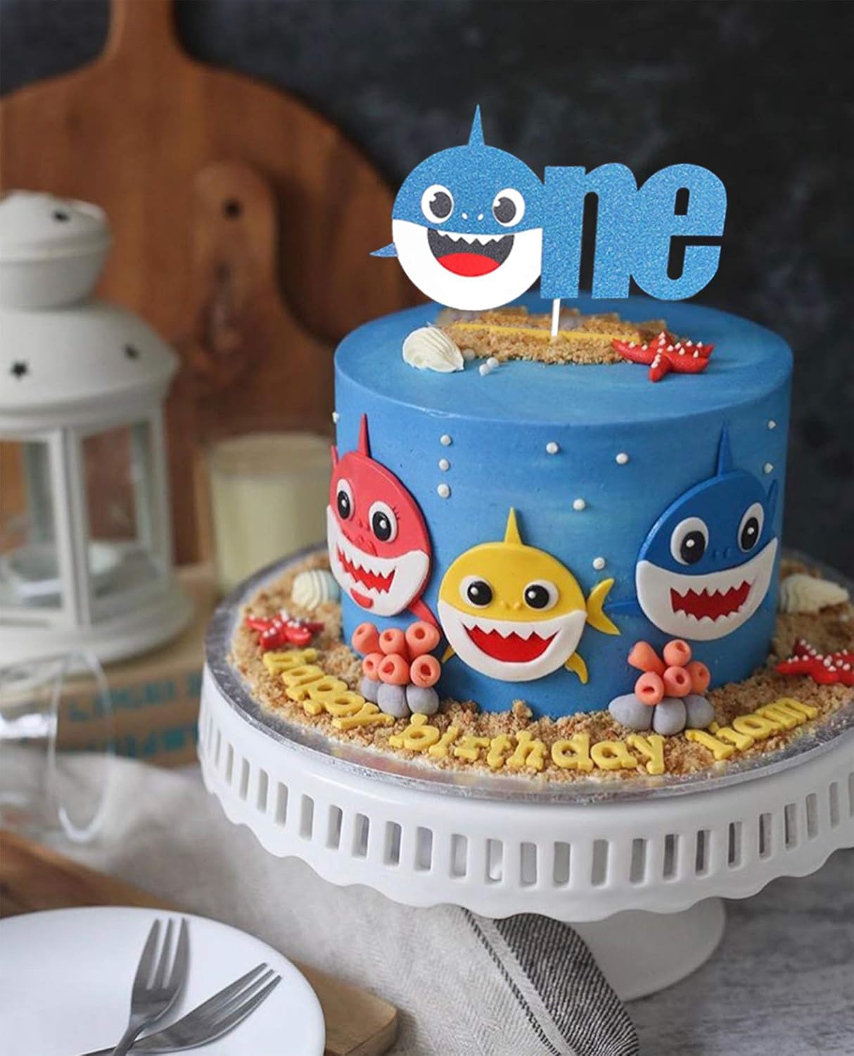 Blue Baby Shark Cake Topper 1st Birthday Baby Shower Omg Party Factory Party Supplies Toys Games Ekoios Vn
