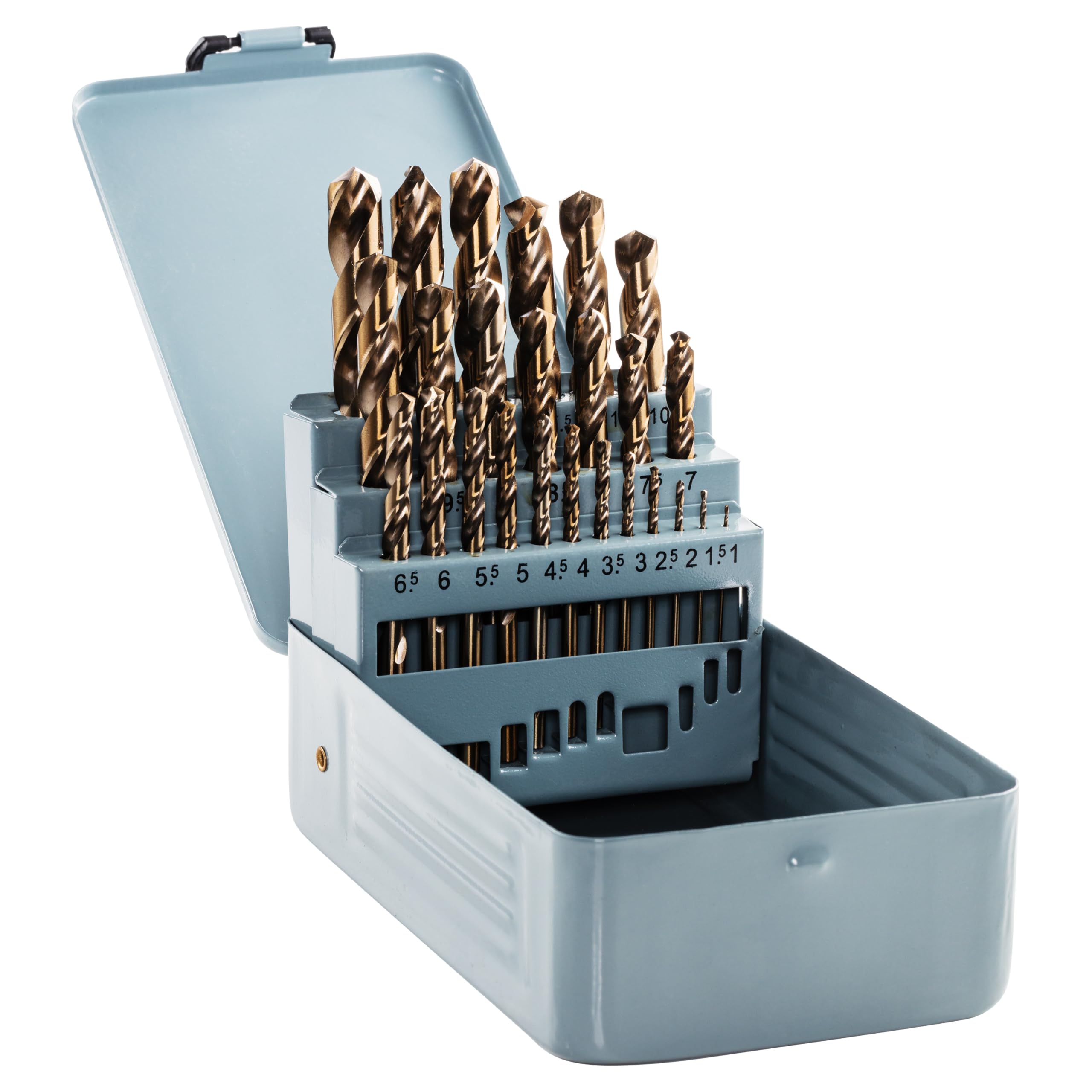 Rennie Tool Company 1-13mm HSS Cobalt Drill Bit Sets With Metal Case - Drill Bits Set of 25 Pieces for Stainless Steel, Aluminium, Hards Metals, Cast Iron, Plastic & Wood โ image 1
