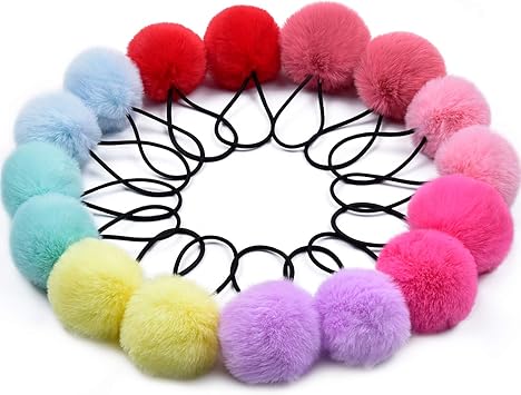 Pom Pom Hair Ties,Morgles 16pcs Pom Pom 