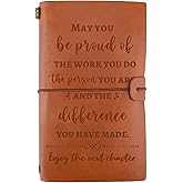 Engraved Leather Journal Gift for Colleagues, Coworker Gifts For Women Men Retirement Gifts, Coworker Leaving Gifts Going Away Gift for Bosss Friends Leader Retirement, Enjoy the Next Chapter Gift