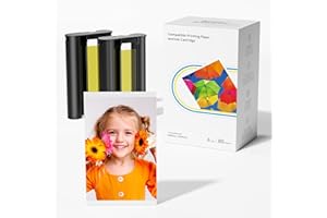 WONFOUCS Compatible with Liene Amber M100/M200/M110/M210 4x6" Photo Printer 80 Sheets Photo Paper & 2 Ink Cartridges Refill, Only for Liene DHP512/DHP513/DHP514/DHP515 Printer, for Framing, Display & Memories