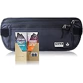 Peak Gear Travel Money Belt. Premium Quality Travel Wallet with RFID Blocking Fabric to Protect Credit Cards, Passports and Documents. Exclusive Theft Protection and 2 Recovery Tags | Black