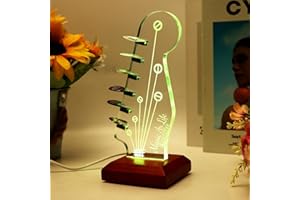 Velarionna Light Up Guitar Pick Holder, 7-Color Changing LED Pick Storage Display with 6pcs Picks, Wooden Guitar Picks Holder for Picks Storage and Display