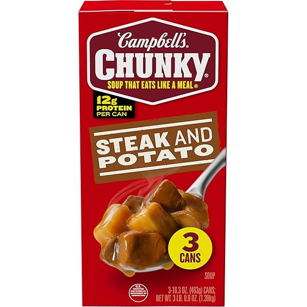 CAMPBELL’S CHUNKY SOUP, STEAK AND POTATO SOUP, 16.3 OZ CAN (PACK OF 3)