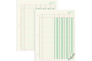 gisgfim 2 Pads 100 Sheets Columnar Analysis Pad 3 Hole Punch Accounting Ledger Book 8-1/2 x 11 Ledger Paper Pad Double Page Format Columnar Pads for Business Bookkeeping & Data(4 Column Ledger)