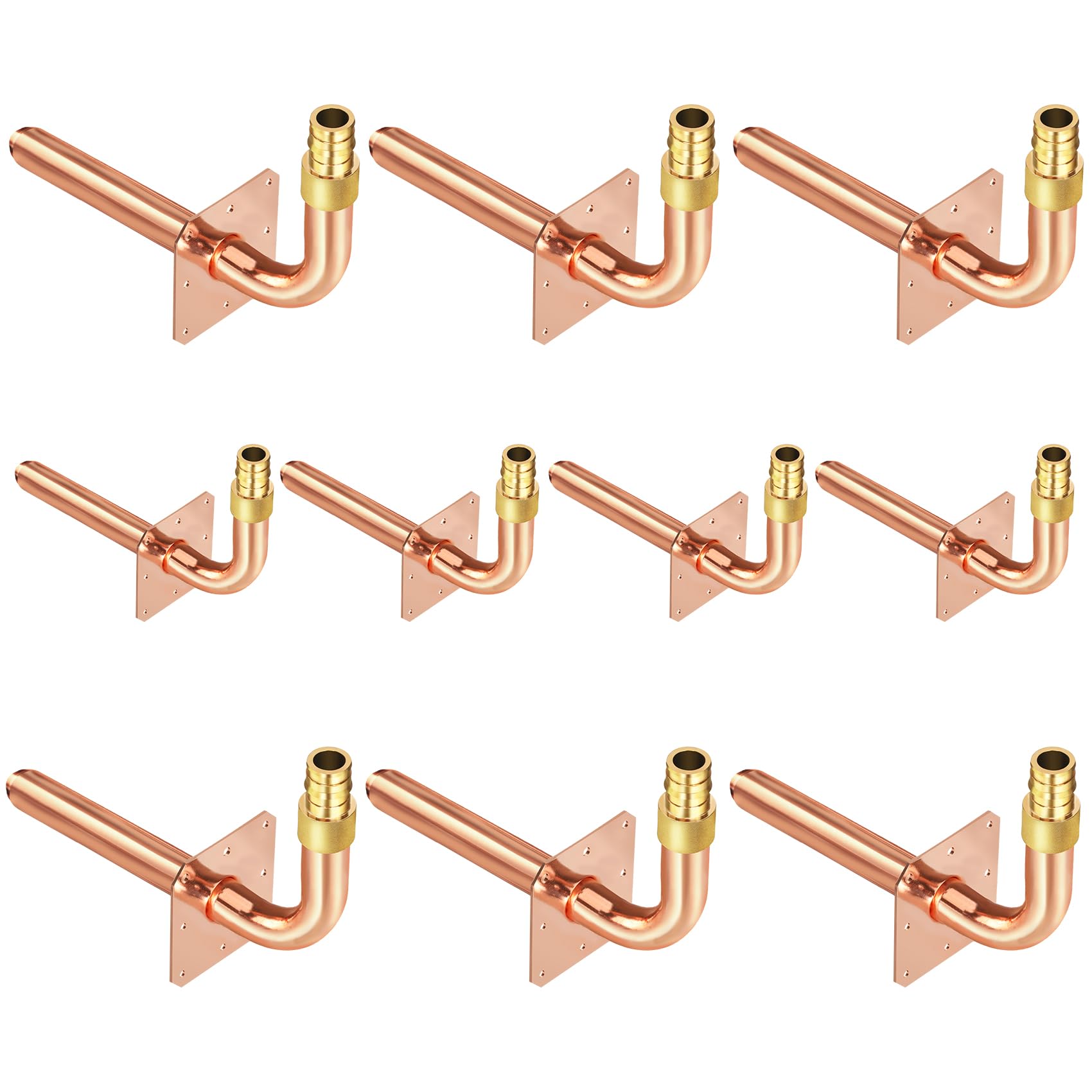 Photo 1 of Pack of 10 Copper Stub Out Elbows with Wall Flange PEX-A Stub Out 1/2’’-6inch Lengh- Easy to Install, Lead-Free-PEX-A Stub Out Accessories,Barb Crimp PEX-A Copper Stub Out Elbow with Wall Flange.