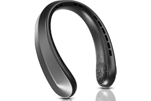 FrSara Rechargeable Neck Fan, Portable Personal Fan that Blows Cold Air, 3-Speed with 5200mAh Battery, Supports USB TYPE-C, Ideal Present for Birthday, Women, Men, Travel, Outdoor, Menopause, Black