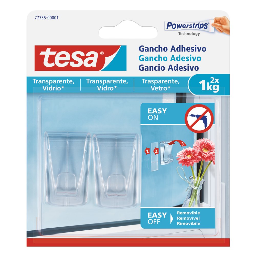 Tesa 77735 – 00001 – 00 Adhesive Hook for Clear Surfaces and Glass (1 kg)