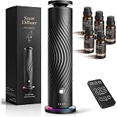 Serecen Waterless Essential Oil Diffuser for Home, Starter Kit with 5 Oils | 5 x 20 mL Hotel-Inspired Oils, Remote Control, 6 Mist Levels, Quiet Operation, 7-Color Light, Covers Up to 1,000 sq. ft.