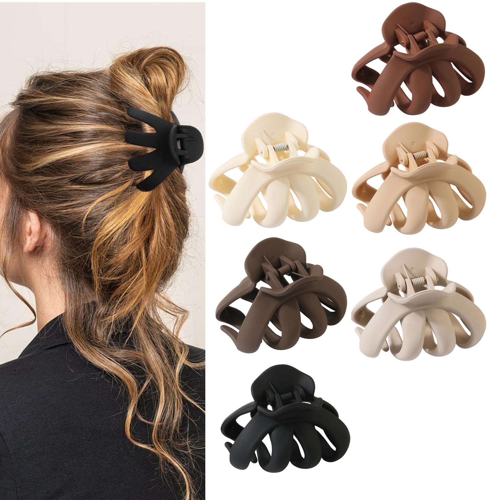 Hair Claw Clips Black Hair Clips Large Acrylic Non slip Hair Claw Clip French Matte Hair Clips Hair Accessories for Girls and Women (HairclawNanGua)