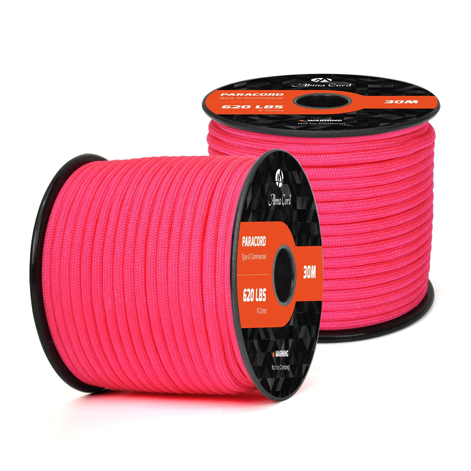 Abma Cord Paracord 620 lbs 4mm 9 Strands 100% Nylon 30M - Rose red