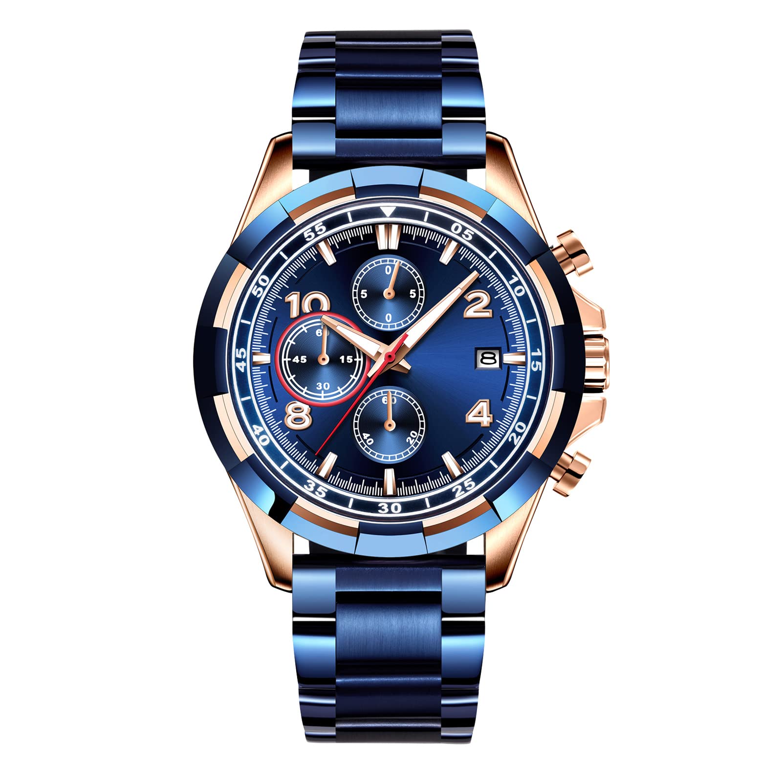 RORIOS Business Tourbillon Analog Quartz Watch for Men Stainless Steel Calendar Luminous Pointer Multifunction Wrist Watch