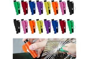JINRUITOP 16Pcs Car Window Breaker Key Chains, Portable 3 in 1 Glass Breaker/Seat Belt Cutter/Survival Whistle, Safety Emergency Escape Tools, Multifunctional Car Accessories for All Vehicles