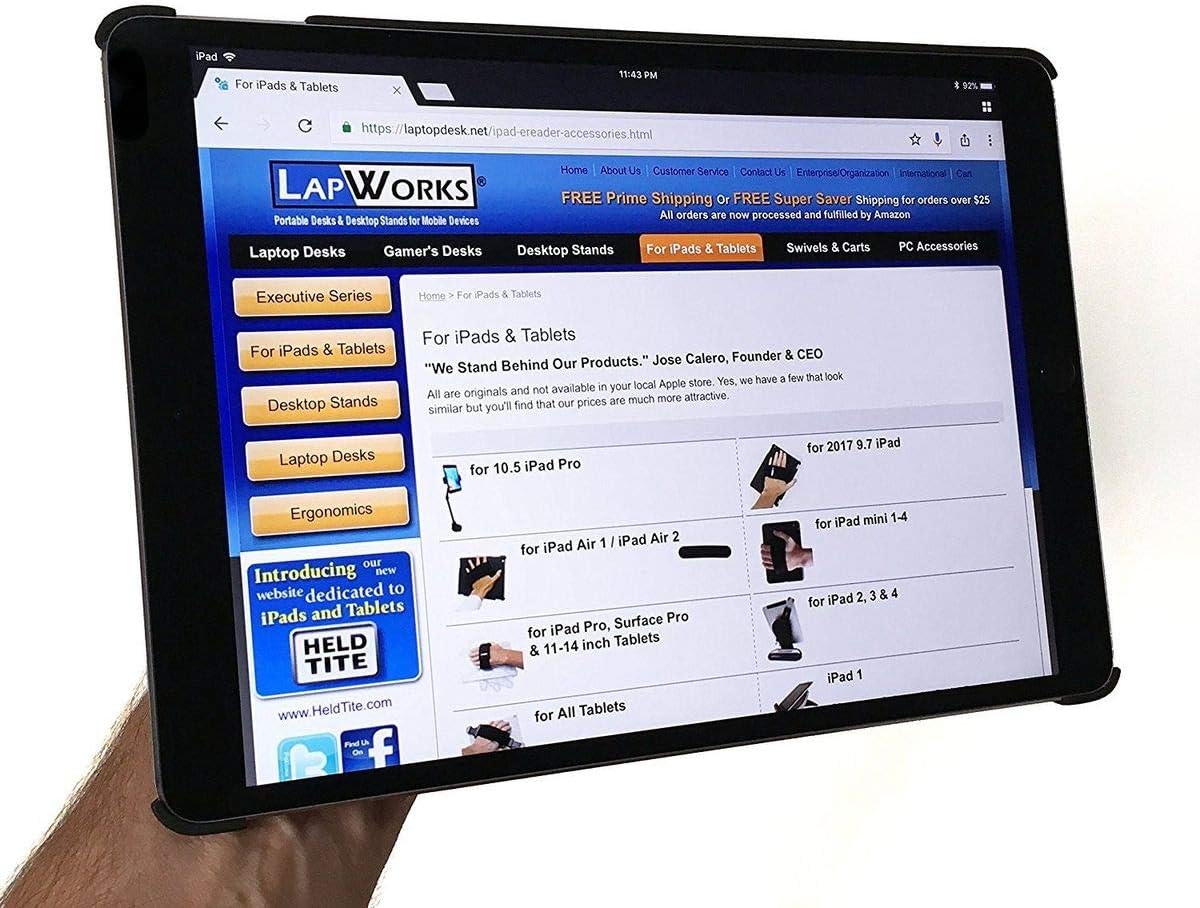 LapWorks Soft Grip Handle Stand with Pencil Storage and Travel Band to Hold Keyboard Cover Compatible with 2019 10.2 iPad (7th Gen)