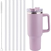 Joshey 12 Inch Tritan Replacement Straws for Stanley 40oz Tumbler - 6 Pack Reusable Long Straws with Cleaning Brush, Fits 30oz & 40oz Stanley Cup Accessories, BPA-Free (Clear)