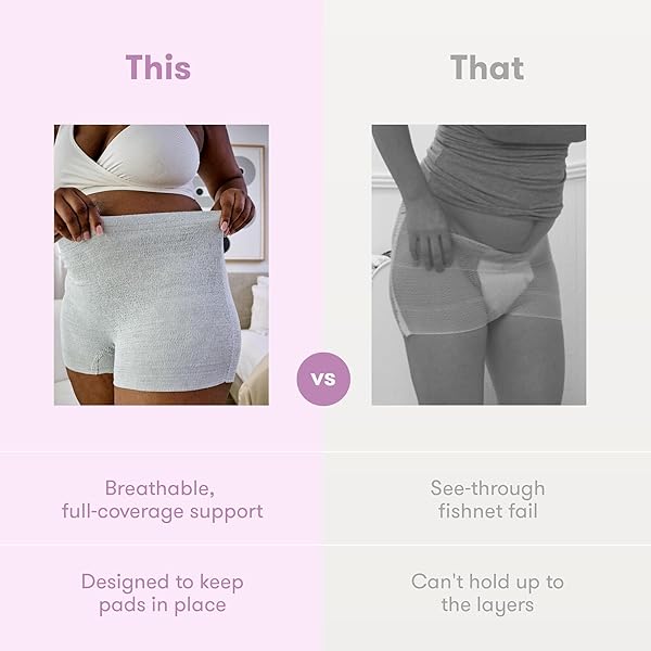 FRIDA MOM WOMEN’S POSTPARTUM UNDERWEAR, DISPOSABLE BOYSHORT UNDERWEAR, SEAMLESS WITH STRETCHY SUPPORT, POSTPARTUM ESSENTIALS, SIZE REGULAR (WAIST 28″-42″ STRETCHED), 8 COUNT, GREY