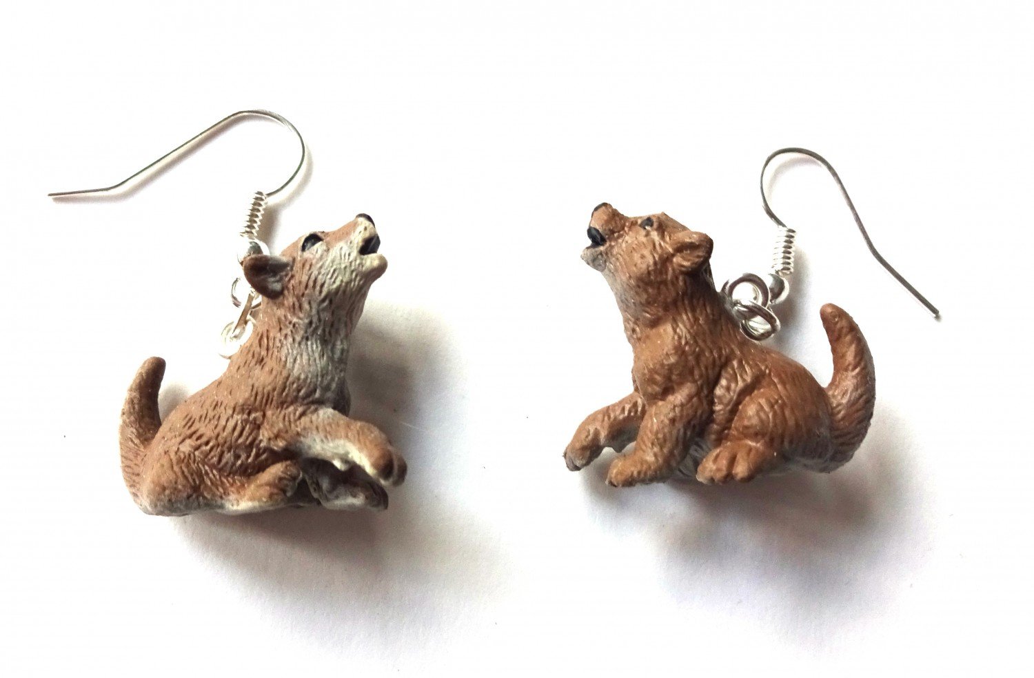 Wolf Cub Earrings Miniblings Puppy Dog Rubber Wofves Lupus Werewolf