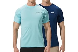 Pausel Men's Rash Guard Swim Shirts Short Sleeve UV Sun Protection Quick Dry UPF 50+ SPF Fishing Beach Water Shirt