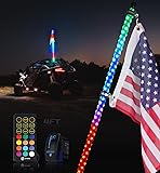 Xprite 1PC 4FT Spiral RGB LED Whip Light with