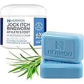 Hermon Jock Itch Antifungal Treatment Kit: Relief for Ringworm, Athlete’s Foot, Tinea Versicolor - Body & Foot Fungus Care Set for Men & Women 100g Cream + 2 Bar Soap
