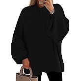 PRETTYGARDEN Women's 2026 Fall Oversized Sweaters Chunky Knit Mock Neck Long Sleeve Casual Trendy Pullover Winter Clothes
