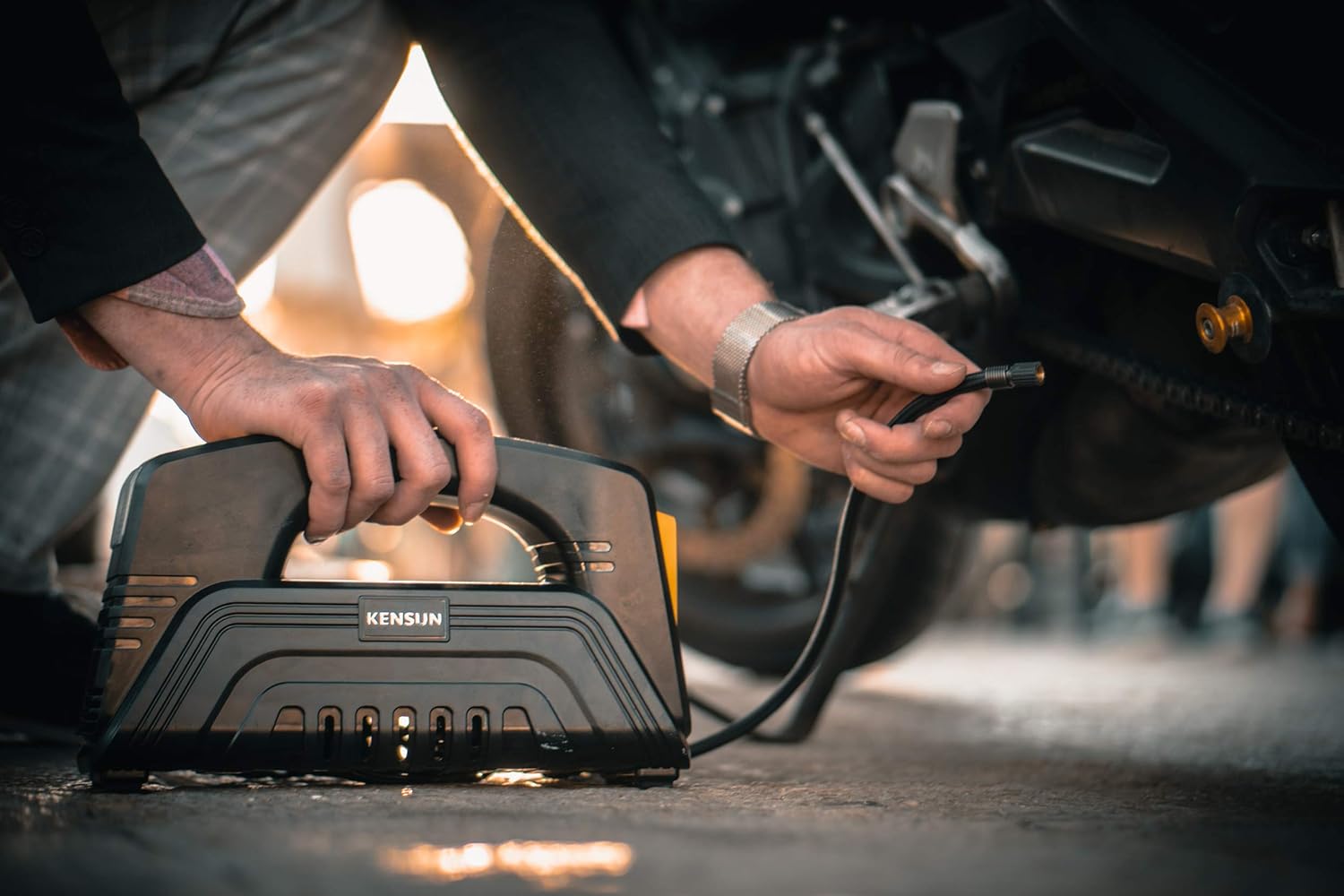 Kensun AC/DC Digital Tire Inflator for Car 12V DC and Home 110V AC Rapid Performance Portable Air Compressor Pump for Car, Bicycle, Motorcycle, Basketball and Others: Home Improvement