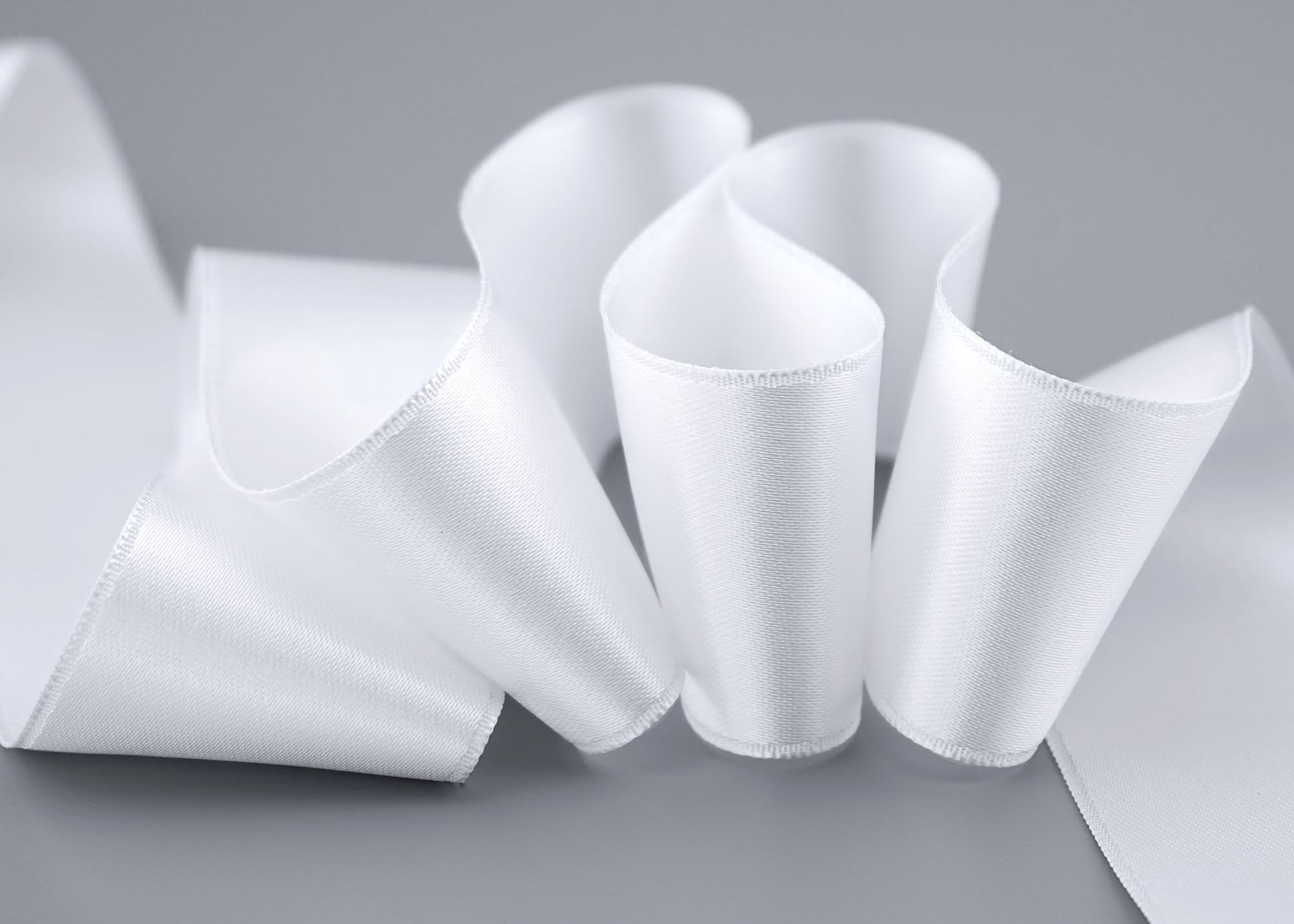 finemark 25 m x 40 mm Satin Ribbon White (601) Double-Sided Satin Ribbon Without Wire Soft and Shiny Gift Ribbon Decorative Ribbon Double Face Decorative Ribbon Decorating Crafts