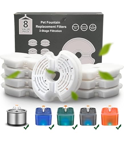 Amazon.com : AONBOY Cat Water Fountain Filters, Suitable for AONBOY Pet  Fountain F2, Cat Fountain Filters(8 Filters + 8 Sponges) : Pet Supplies