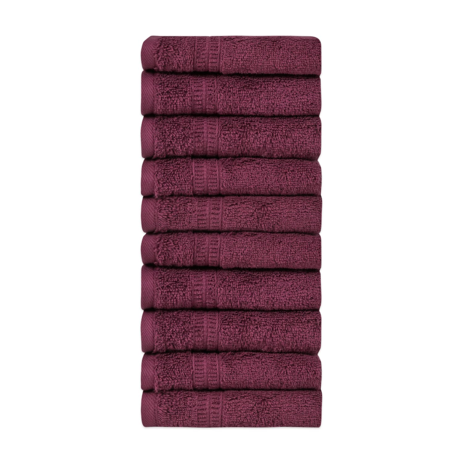 HOMELOVER 100% Organic Cotton Washcloths for Bathroom - Piece of 10 Washcloth, Luxury High Absorbent Face Cloth for Body and Face, Turkish Cotton Quick Drying Hand Towel for Kitchen, Plum Purple