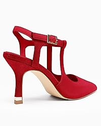 Coutgo Womens High Heels Pointed Toe Ankle Strap