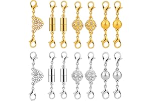 14pcs Double Magnetic Necklace Clasps, 4 Styles 2 Colors Magnetic Necklace Clasps and Closures Converter for Jewelry Bracelet