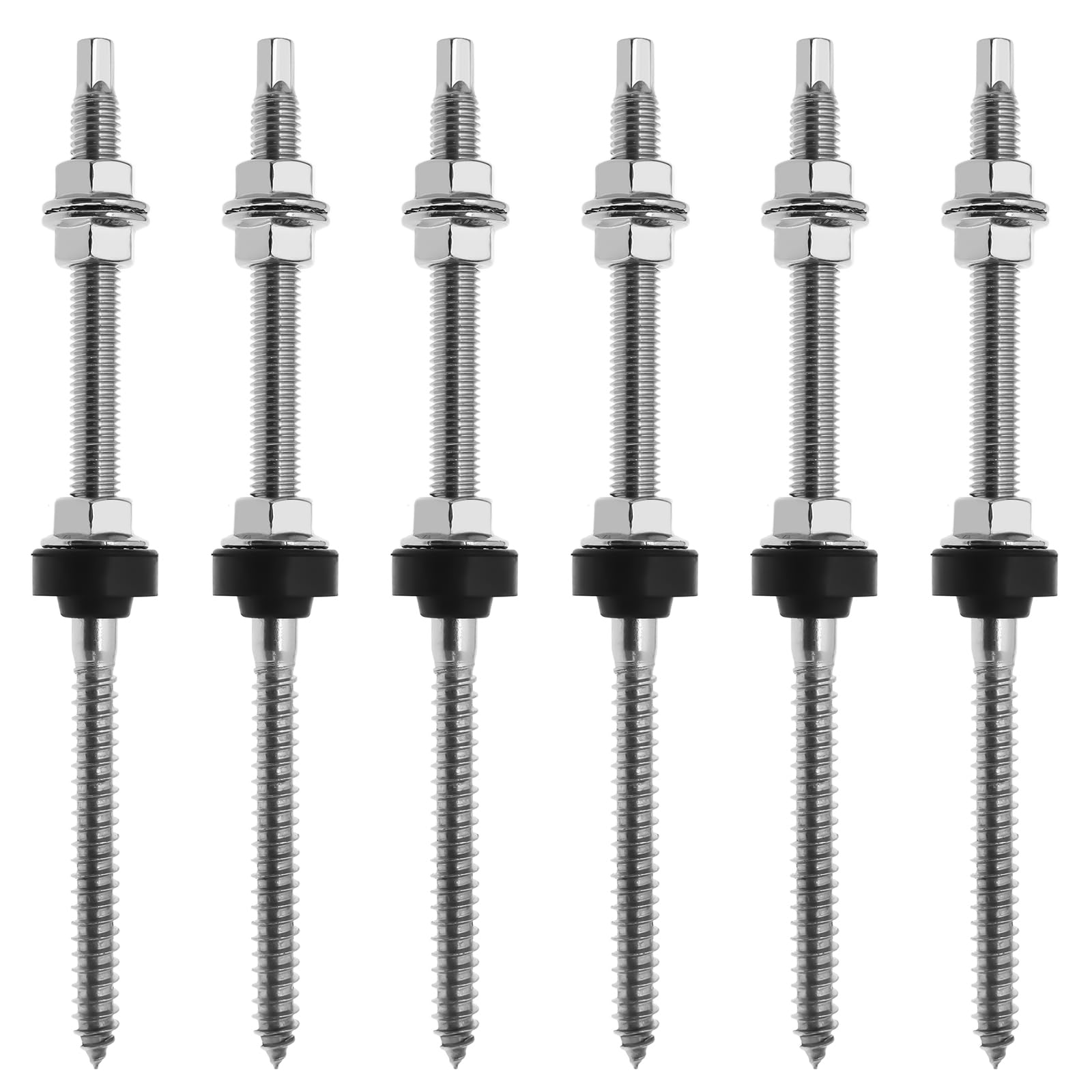 Create idea 6Pcs Hanger Bolt 304 Stainless Steel Solar Mounting Hanger Bolts Solar Panel Accessories Kit for Fence Pergola Construction Play Equipment M10x200mm