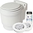 Laveo Dry Flush Toilet - Waterless, Portable, Self Contained and Easier to Use than an Incinerating or Composting Toilet. Great for Tiny Homes, Vans, Boats, Camping, RVs and Off Grid, LDPE, White