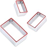 3 Pcs Rectangle Cookie Cutter Set, Food-Grade Stainless Steel, Large Biscuit Cutter, Sandwich Cutter Shapes for Kids, 3" 4" 5"