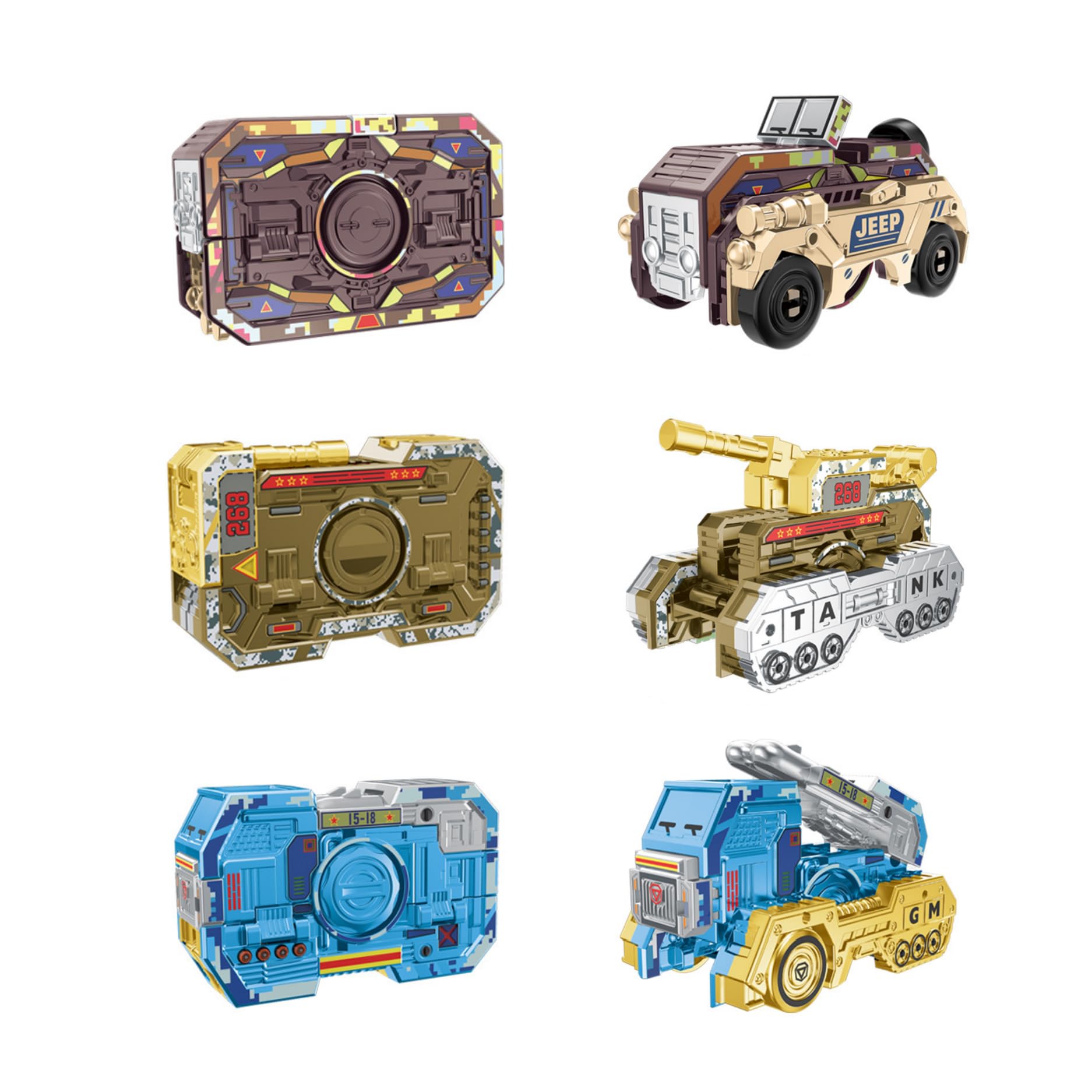 3-Pack Transformable Fidget Spinner Toys,Missile vehicle and Tank DIY Fingertip Spin Top Toys, Deformable Finger Gyros for Stress Relief and Creative Play Sensory Fidget Toys