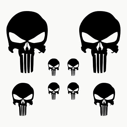 Autodomy Pegatinas Punisher Calavera Pack 8 Unidades para Coche o Moto (Negro): Amazon.es: Coche y moto